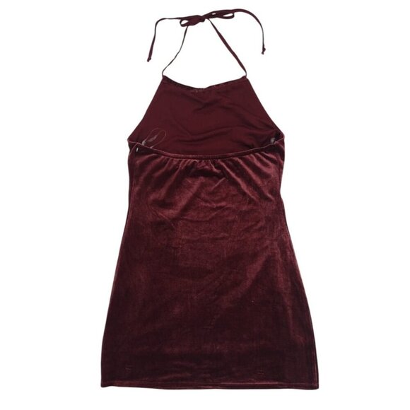 Wild Fable Burgundy Velvet Halter Mini Dress, for women, size M, NWT - Picture 2 of 6